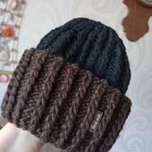 Шикарная теплая красивая шапка крупной вязки Так Ори с большим отворотом! Шерсть !!