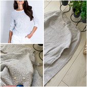 ❣️ Сірий структурний светр 100 відсотків Cotton з перлинками