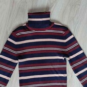 Primark брендовый трикотажный гольф ткань рубчик расцветка полоска размер XS S