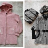 Пальто альпака +Пальто "гусяча лапка", бу, ±134рост
