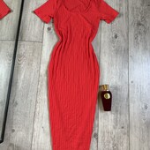 26% viscose Вогонь! Сукня олівець у рубчик ну дуже яскрава