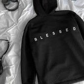 Стильний теплий худі оверсайз з трендовим написом на спинці