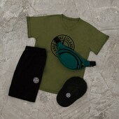 Комплект 4 четвірка! Костюм: футболка + шорти + кепка + бананка Stone island