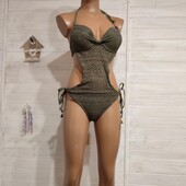 Суцільний купальник хакі мереживо Censored