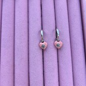 Срібні дитячі сережки з емаллю та цирконом 925