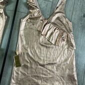 Розпродаж магазину! Золота сукня з валанами колір в реалі яскравіше