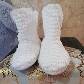 ❤️Брендовые белоснежные меховые с пайетками тёплые лёгкие тапочки новые❤️Англия.Стелька 24 - 24,5см