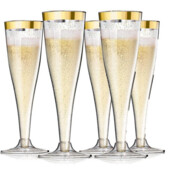 Набір пластикових келихів для шампанського 10 шт преміум класу 150 мл, із золотистими блискі
