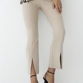 Стильні бежеві брюки з розрізами, S