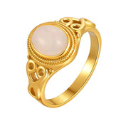 Каблучка, кільце класика, вставка камінь білий опал. Медзолото. Розмір 18