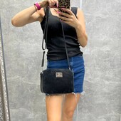 Жіноча крос боді натуральна замша чорний червони й