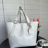 Сумка тоут біла беж еко шкіра шопер довгі і короткі ручки