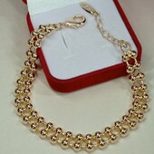 Очаровательный массивный браслет 20-23 см, плетение шарики в два ряда.Позолота 585 пробы 18К.