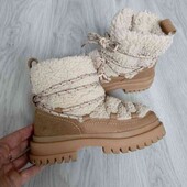 Zara брендовые стильные сапожки замша + экокожа цвет рыжий размер 31