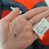 Срібне кольє лавандова краплинка