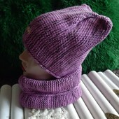 Комплект,шапка- ушки на флисе +снуд-ворот