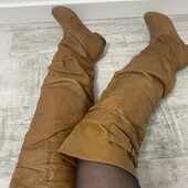 Кожаные высокие сапоги ботфорды на широкую ножку 25-25,5 см