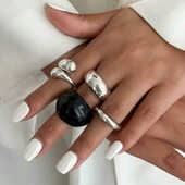 Набір 4 шт, каблучки, кільця об'ємні, краплі, випуклі