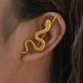 Кафа, каф, кафф, сережка, голка на прокол змія, вуж. Медсталь, позолота 18к