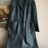 Женский демисезонный кожаный плащ пальто. Натуральная кожа . Большой размер