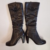 фабричные женские зимние высокие сапоги натуральная кожа цигейка