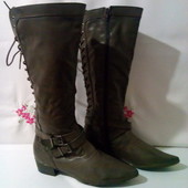 Фірмен. з євр.еко шкіри чобітки ззаді на шнурівці роз.37 Нові (сток) Ваша ставка = купити.