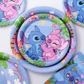 Последний Набор тарелок, 10 шт, 18 см, для вечеринки Stitch and Angel из бумаги