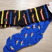 Лідл! Трикотажні яскраві високі чоловічі шкарпетки 43-46 розмір 2 пари! Лот 35