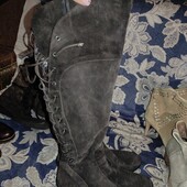 38р високі чоботи ботфорти натуральна замша зі шнурівкою