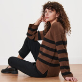 ♕ Жіночий сучасний в'язаний светр у смужку від tchibo, розмір наш 48-50(40/42 євро)нюанс