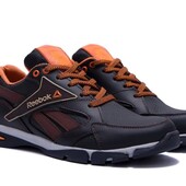 Шкіряні кросівки Reebok чорній-помаранчевi