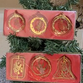 6 об'ємних різдвяних прикрас з масиву латуні, класична колекція, святковий декор у коробці