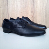 Натуральні шкіряні туфлі, демі оксфорди жіночі чорні на вузьку ногу, весна осінь, р. 38-39