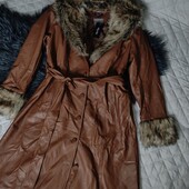 City chic XS, пальто довге екошкіра, рижий, мідний колір