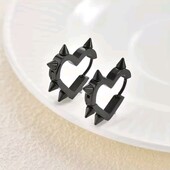 Сережки чорні серця з шипами, серце, шипи, панк, рок, готика, медсталь