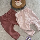 Дитячі бавовняні штани з підкатами на резинці для дівчинки c&a, 3-6м набір 2шт
