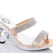 Женские шлепанцы на каблуке высота каблука 9 см Хит сезона