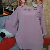 ❤️Брендовая нежно лаванды крепкий шолк с напылением туника новая❤️Индия.Пог122см.Поб142см.
