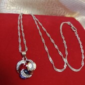 Шикарный комплект- кулон+ цепочка - серебро 925 пр.