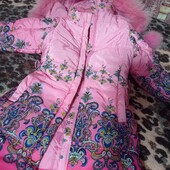 Зимова куртка-пальто на дівчинку, 134р