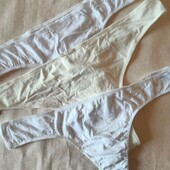 3шт! Жіночі бавовняні стрінги ХL (нюанс) білі та молочні. Женские трусы 5880