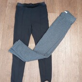 Теплі 2шт штанці сірі і чорні лосинки 122/128на дівчинку