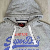 Super Dry брендовый теплый мужской худи с капюшоном серый меланж размер L