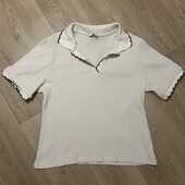 Футболка з комірцем в рубчик на пишні форми, р.18/20