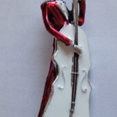 Брошь серебро эмаль Виолончелист