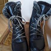 Кожаные сапожки на низком ходу. разм. 38 (24 см)