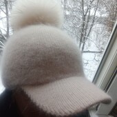 кепка ангора с шикарным бубоном(съемный)цвет на выбор