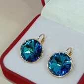 Шикарные серьги с кристаллами Swarovski.Позолота 585 пробы 18К.