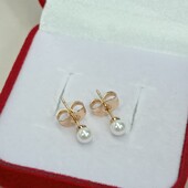 Нежные серьги гвоздики жемчужины. Позолота 585 пробы 18К.