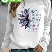 Білий жіночий світшот з принтом соняшника та написом XL, 52-54